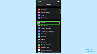 Settings menu iPhone 