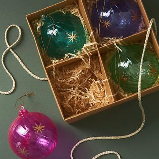 Etched Ball Ornaments, Set of 4