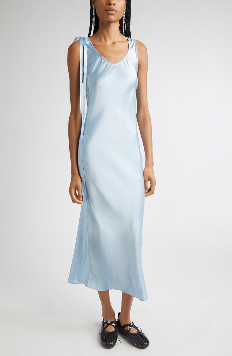 Bow Detail Silk Satin Dress