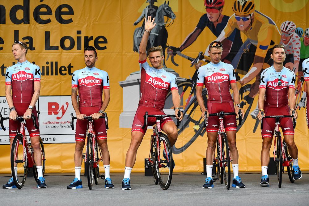 Marcel Kittel is front and center with Katusha-Alpecin at the 2018 Tour de France team presentation