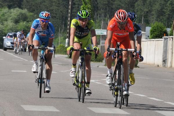 Riders in the day's main break away.