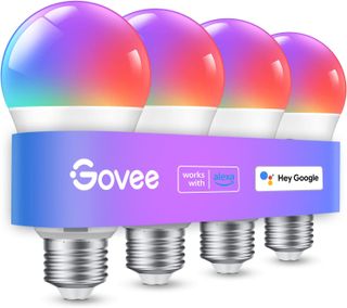 A cutout product shot of smart color changing light bulbs