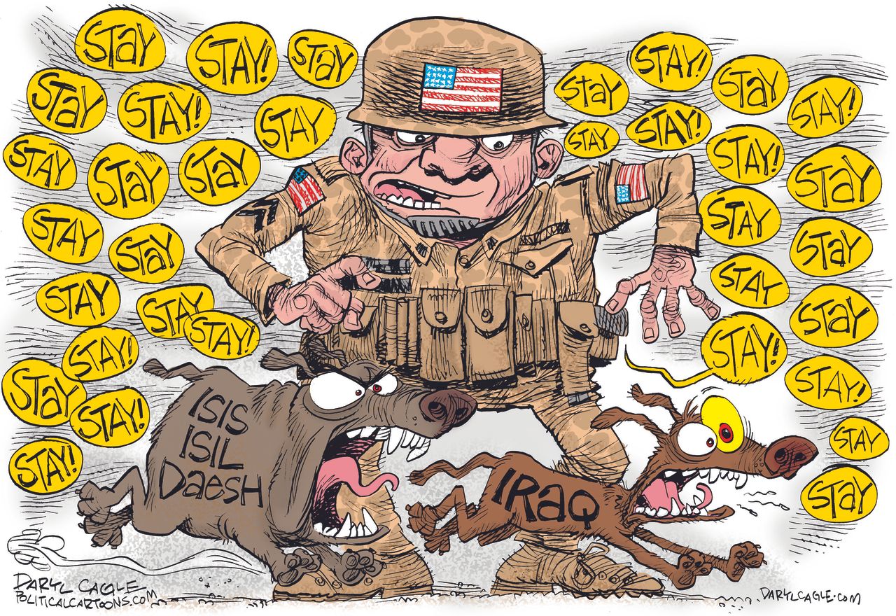 Editorial cartoon U.S. ISIS Iraq Troops