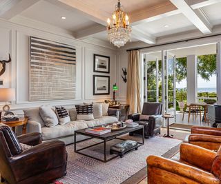 living area in Adam Levine's home in Montecito