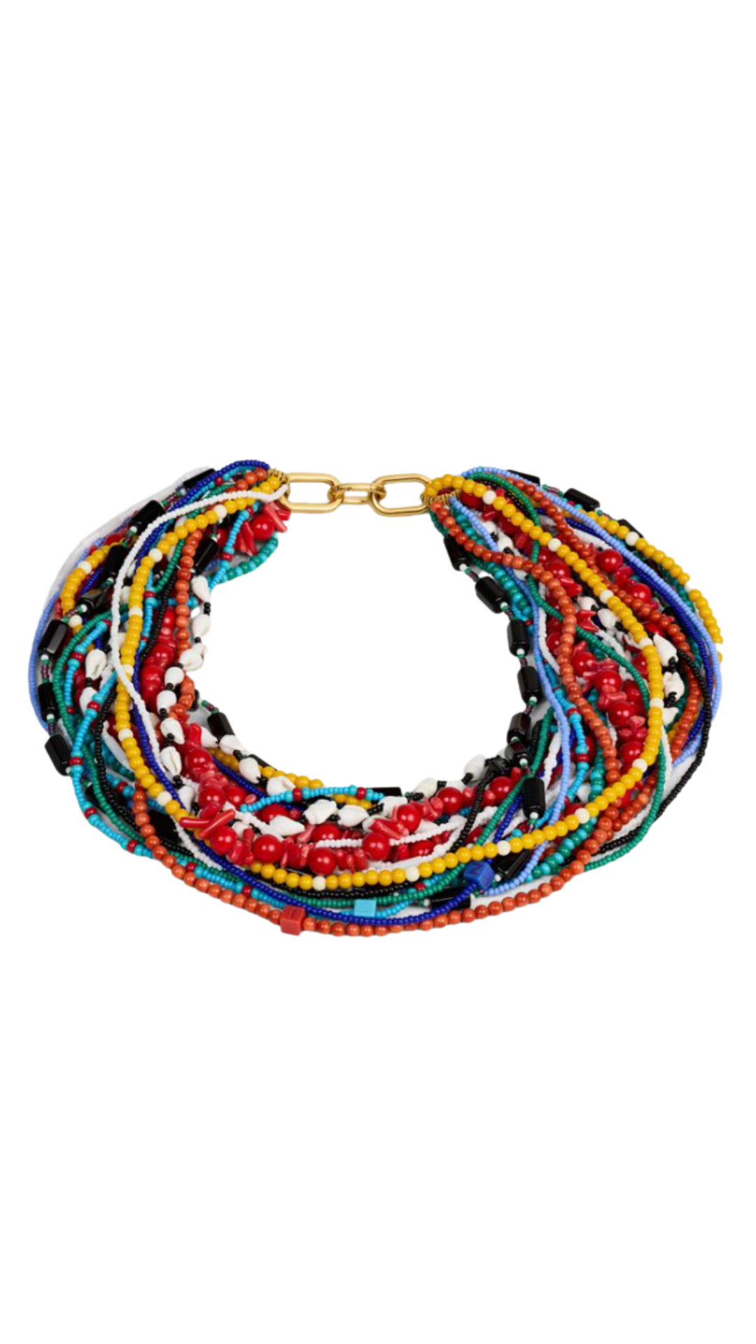 CELINE, &amp;Eacute;t&amp;Eacute; Celine Multi Beads Necklace in Glass Beads, Stones and Brass With Gold Finish