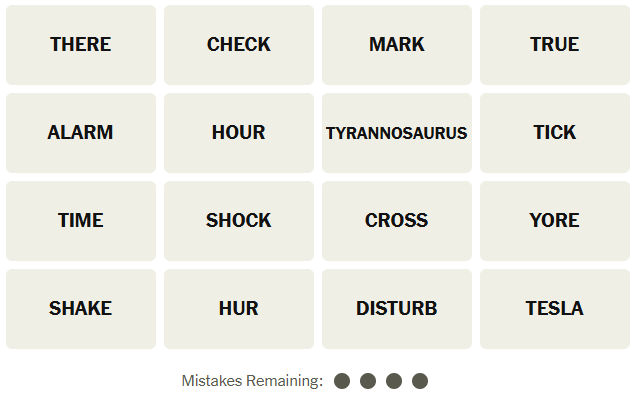 Unsolved NYT Connections word grid for April 30, 2026