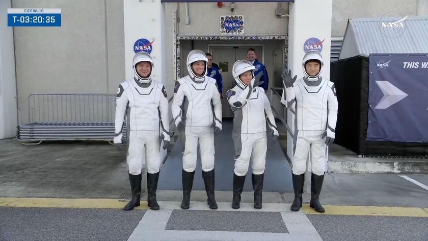 The SpaceX Crew-10 astronauts depart the checkout facility at NASA&#039;s Kennedy Space Center ahead of their planned launch on March 12, 2025.