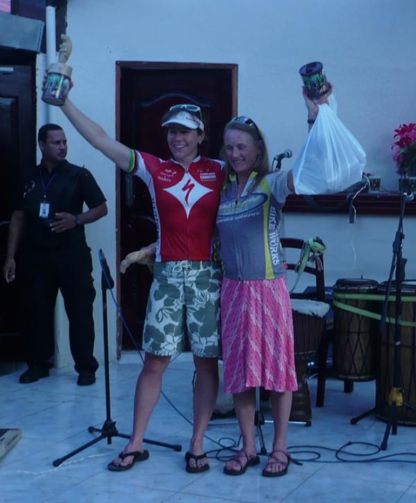 Rebecca Rusch and Louise Kobin at the awards ceremony.