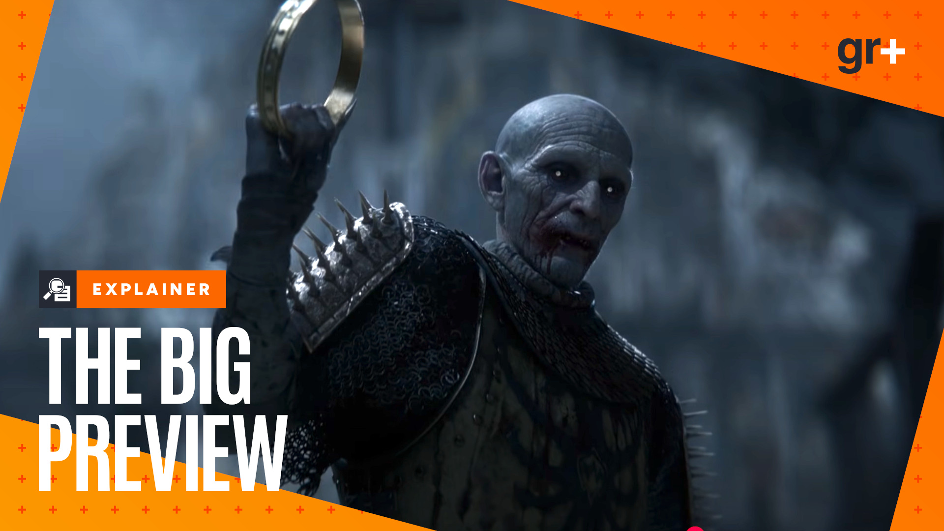 A vampire holds a ring in The Blood of Dawnwalker, with the orange GamesRadar+ Big Preview frame