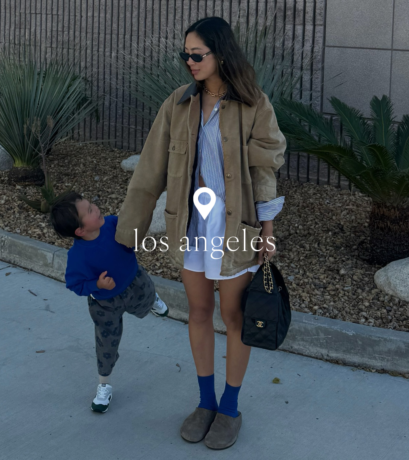 Woman in Los Angeles wearing a barn jacket.