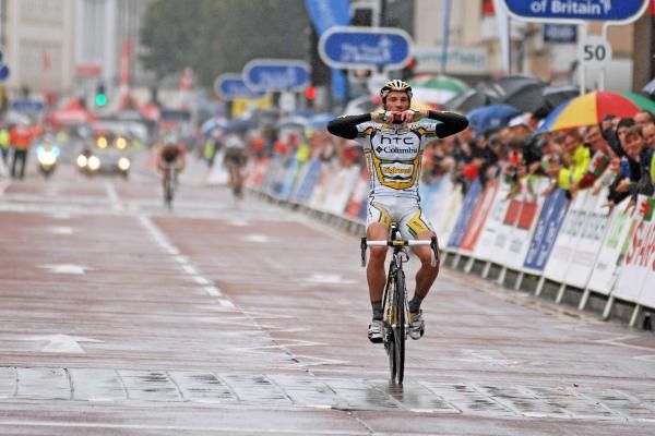 Michael Albasini delivers a fine win for HTC-Columbia at the Tour of Britain.