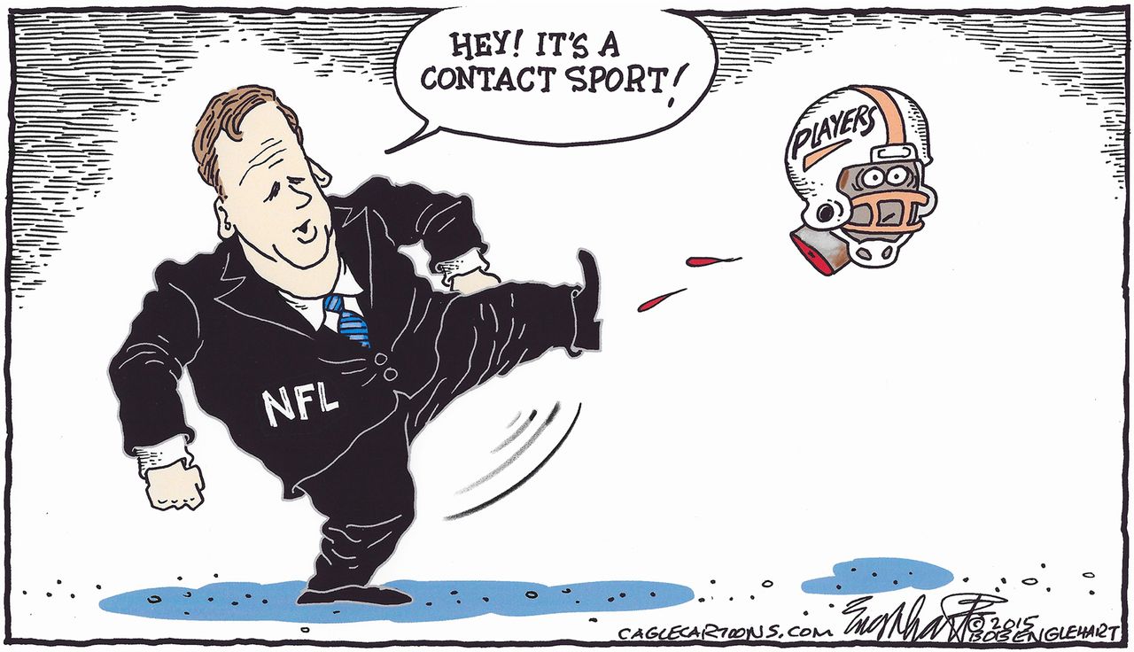 Editorial cartoon U.S. NFL Concussions