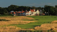 Muirfield final hole and clubhouse pictured