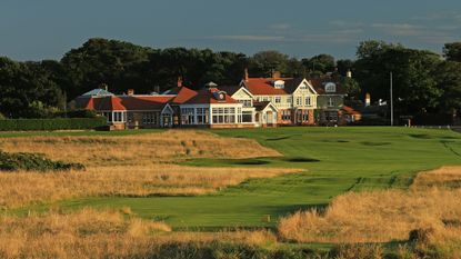 Muirfield final hole and clubhouse pictured
