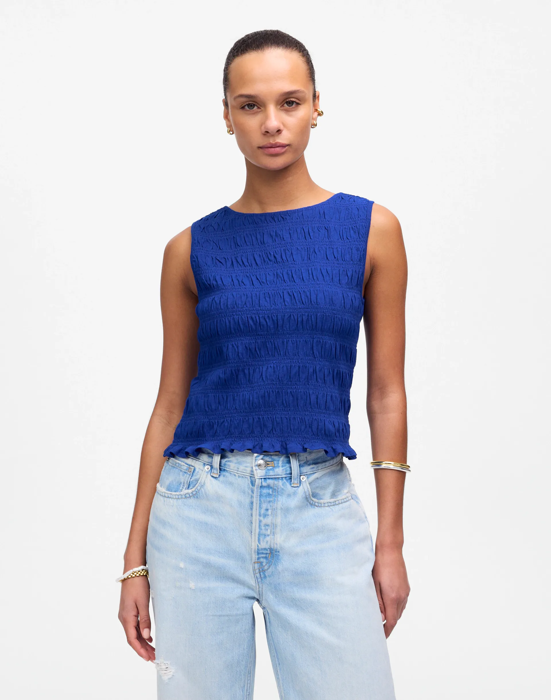 Smocked Boatneck Tank