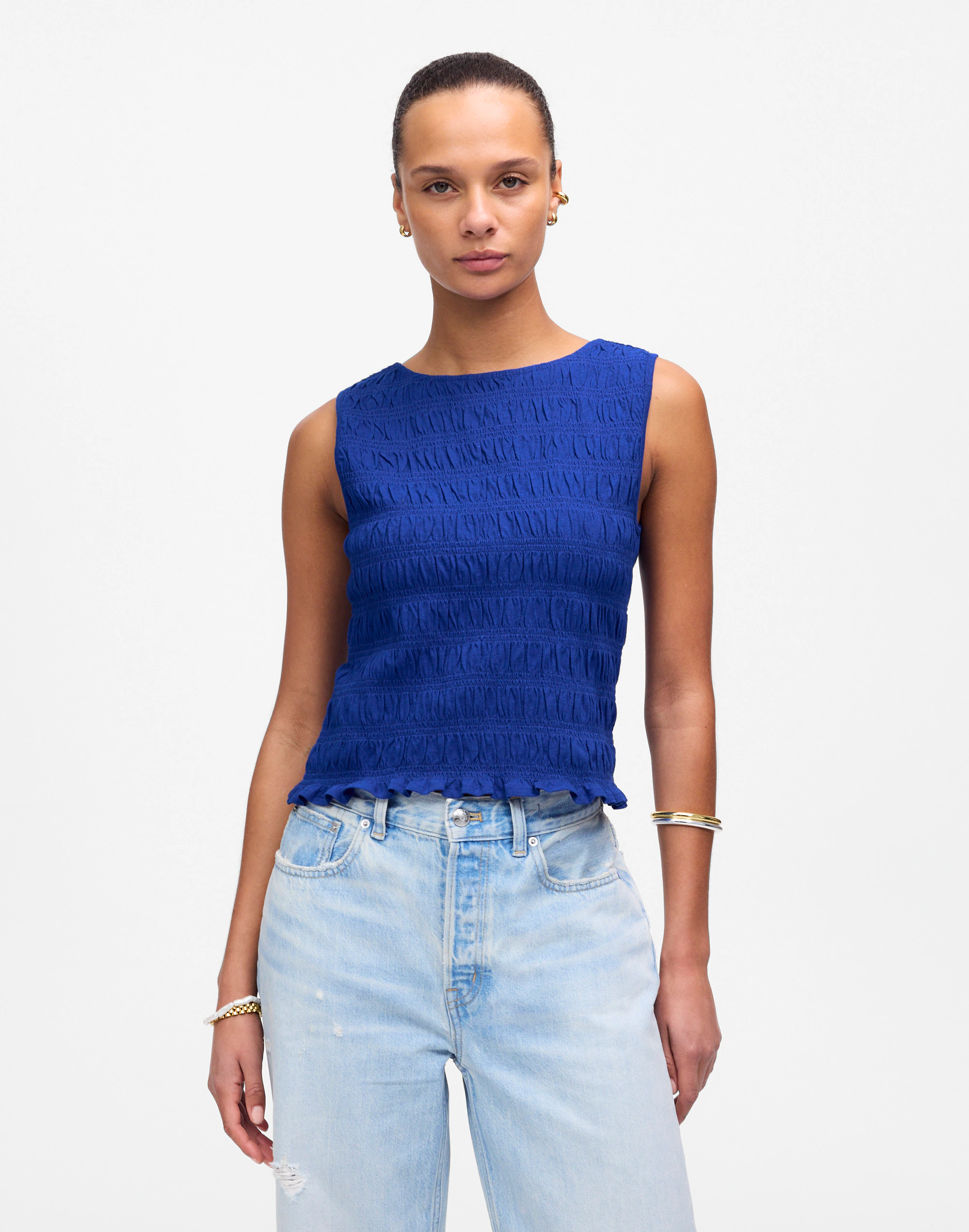 Smocked Boatneck Tank