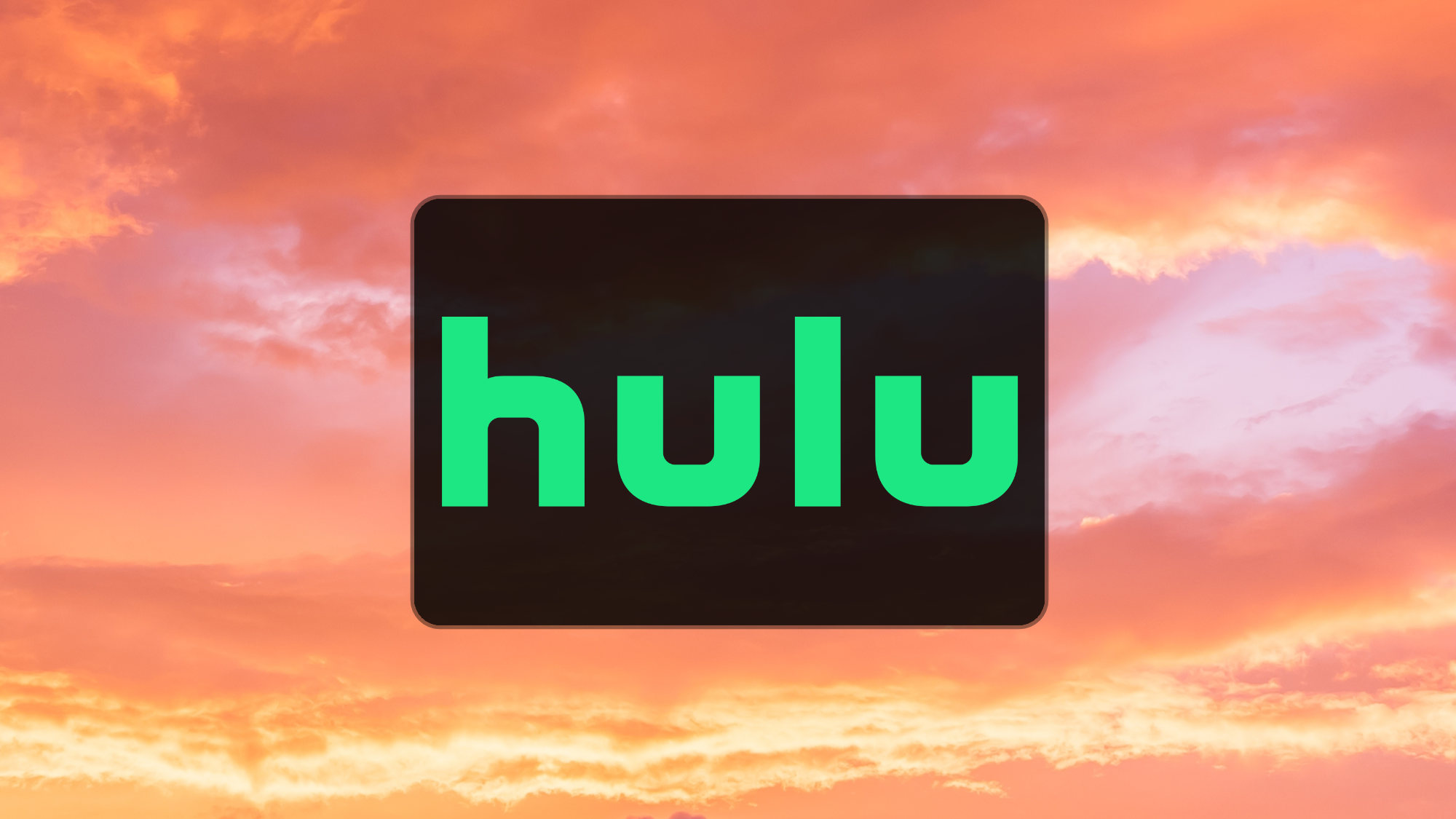 Hulu log on a sunset sky background