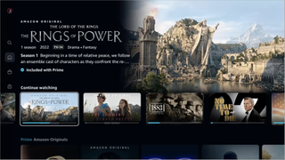 The new Prime Video interface's continue watching row