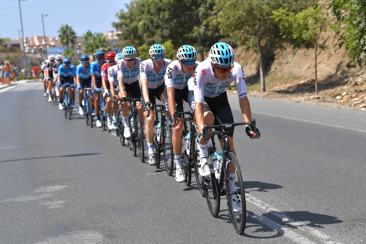 Team Sky lead the bunch