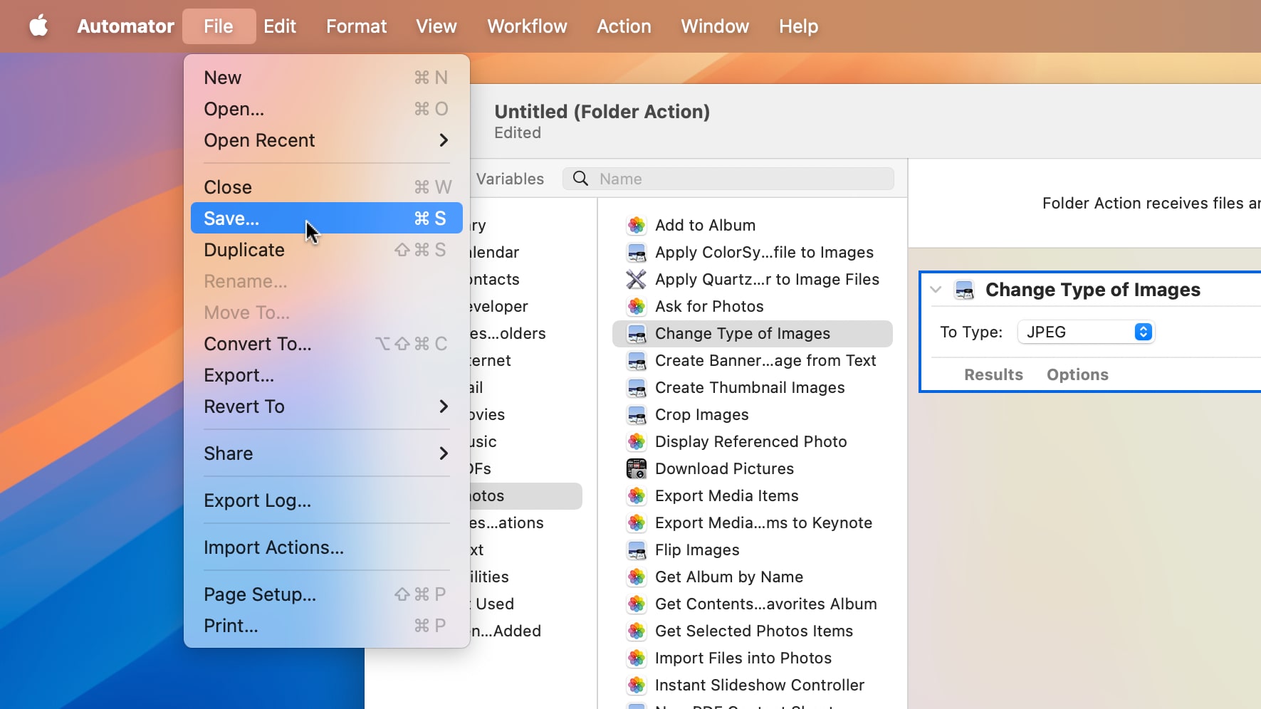 The Automator app in macOS Sequoia.