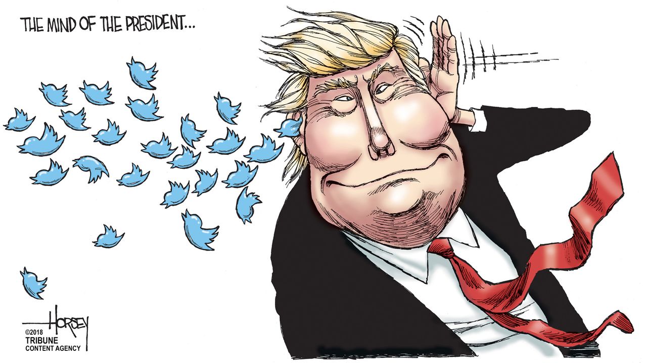 Political cartoon U.S. Trump tweets