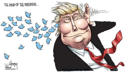 Political cartoon U.S. Trump tweets
