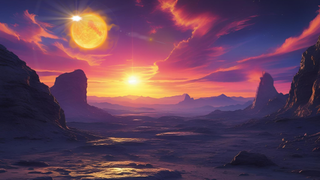 The landscape of an alien world orbiting binary stars. Such pairings are much tougher to spot from great distances