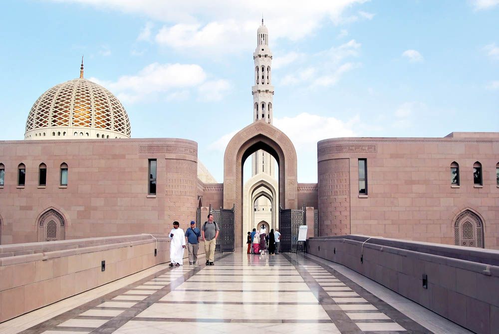 The Sultan Qaboos Grand Mosque in Muscat, Oman.