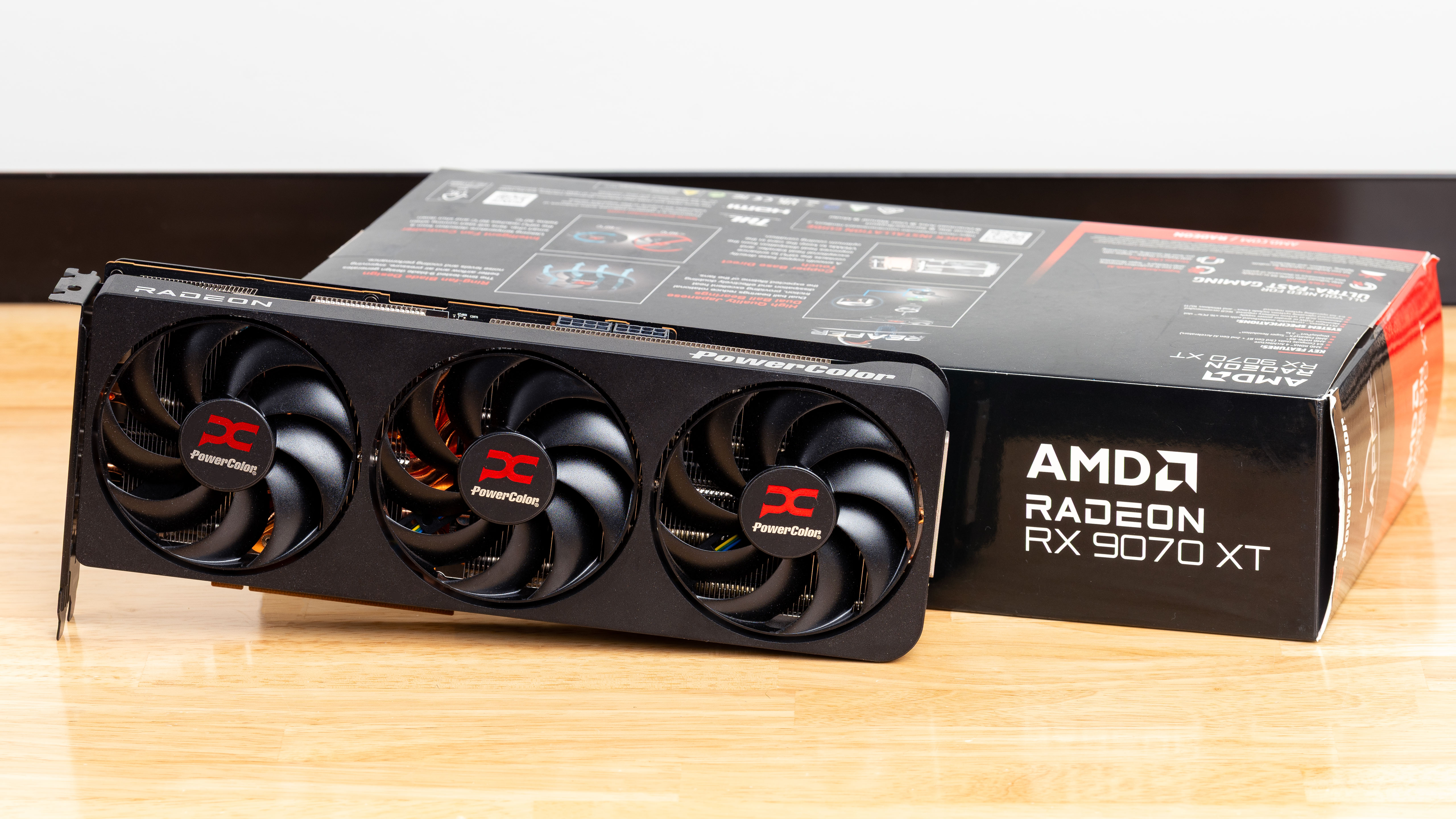 A Radeon RX 9070 XT graphics card