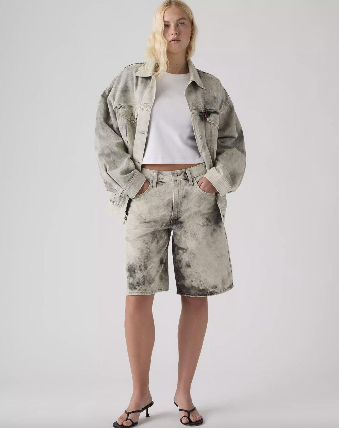 grey denim shorts