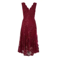 14. Quiz Berry Embroidered Dip Hem Dress: