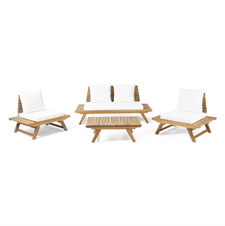  wood outdoor seating group