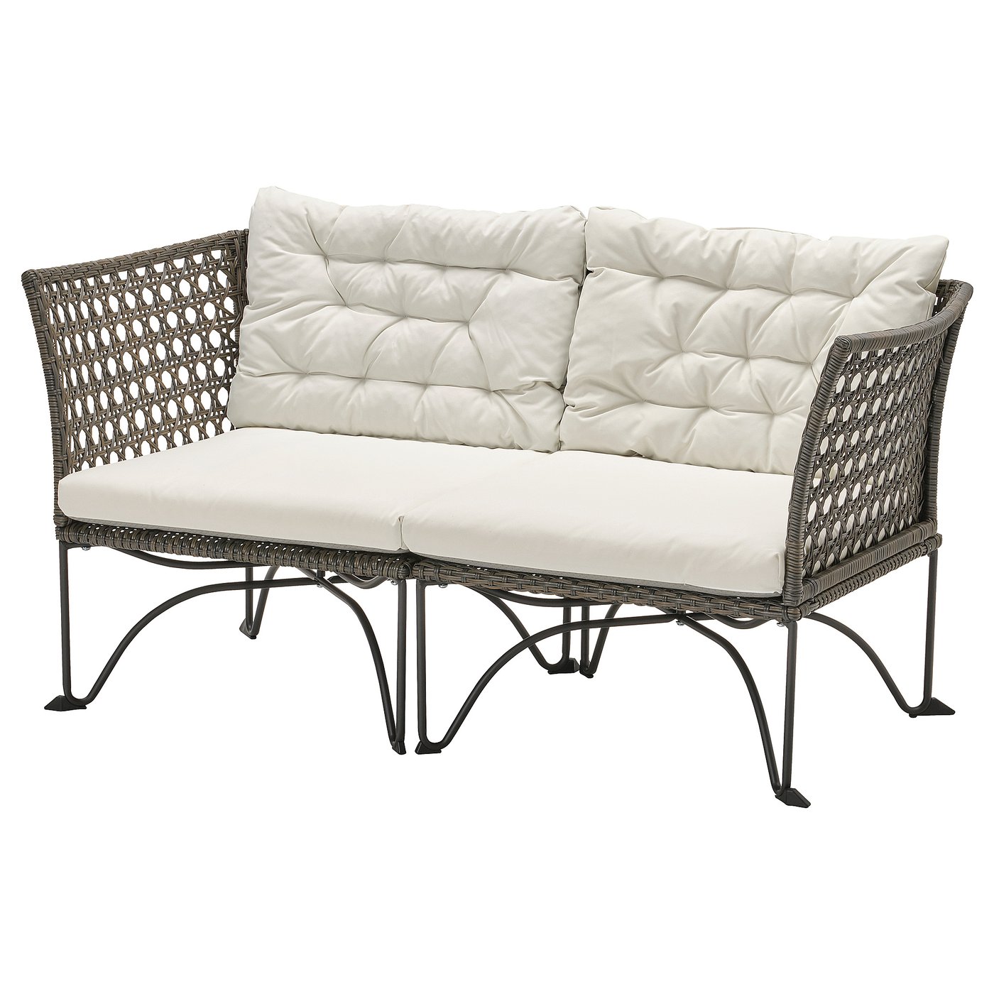 Jutholmen 2-Seat Modular Sofa, Outdoor - Dark Grey/kuddarna Light Grey-Beige