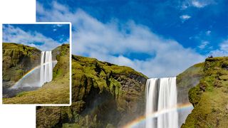 Photoshop generative expand; a waterfall photo