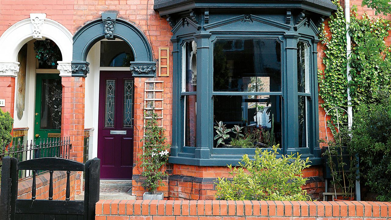 Black painted front door and window