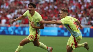 Juanlu celebrando el gol que nos ha llevado a la final de los Juegos Olímpicos 2024