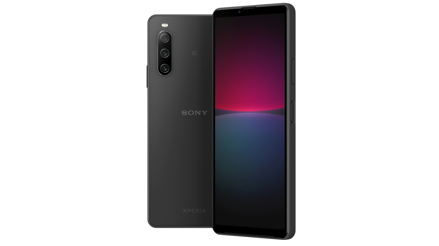 En Sony Xperia 1 IV set forfra og bagfra, med skærmen tændt