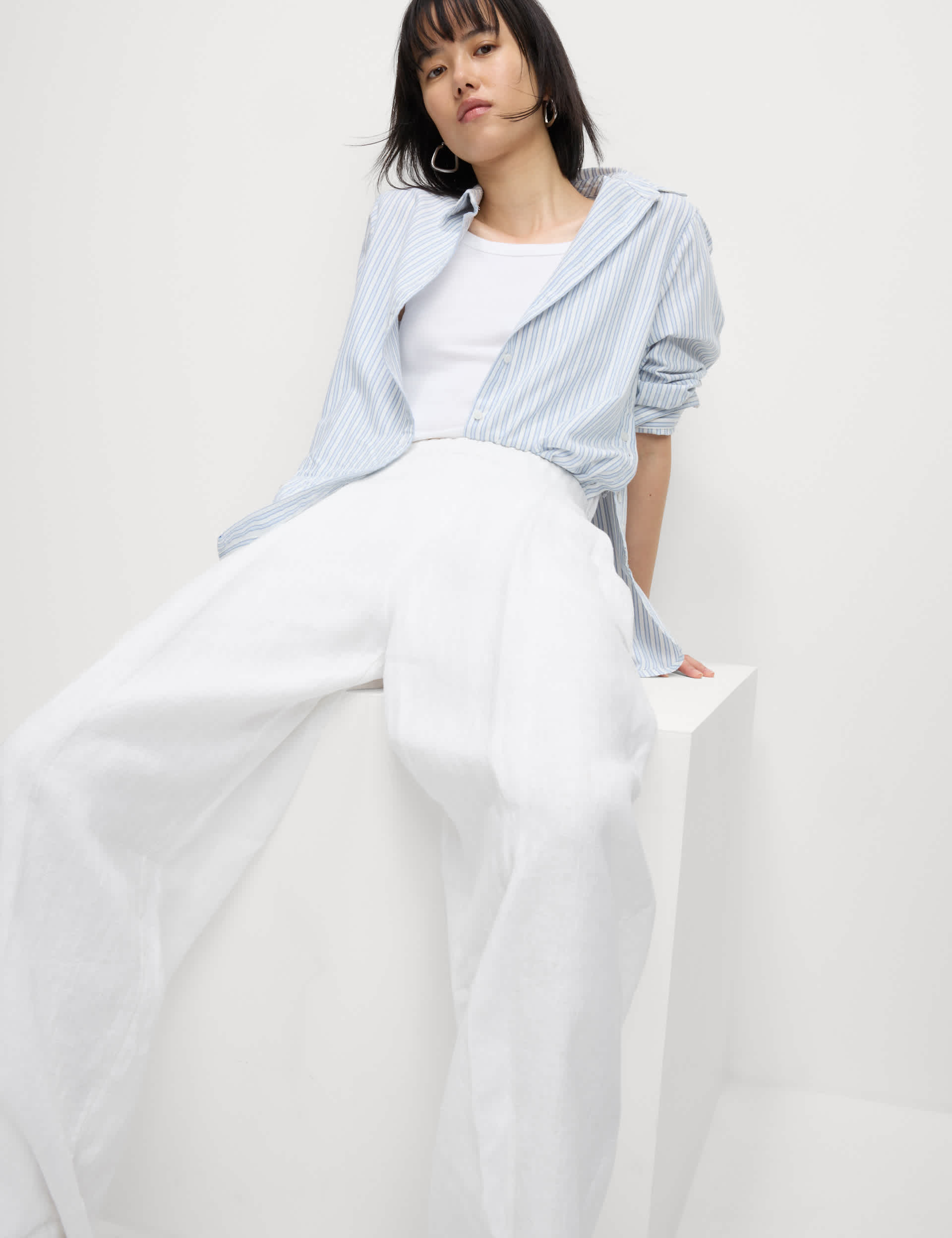 Pure Linen Carrot Leg Trousers