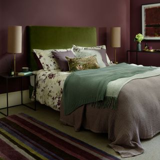 bedroom with purple wall