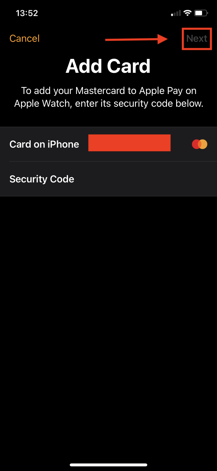 How to use Apple Pay on Apple Watch - enter cvv