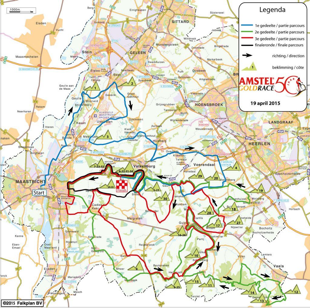 The map of the 2015 Amstel Gold Race