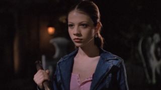 Michelle Trachtenberg holding a stake in Buffy