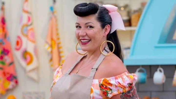 Dyana O'Brien in key art for The Great American Baking Show on The Roku Channel