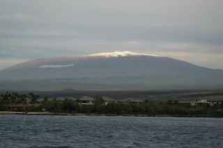A view of the Mauna Kea volcano of Hawaii from the ocean.