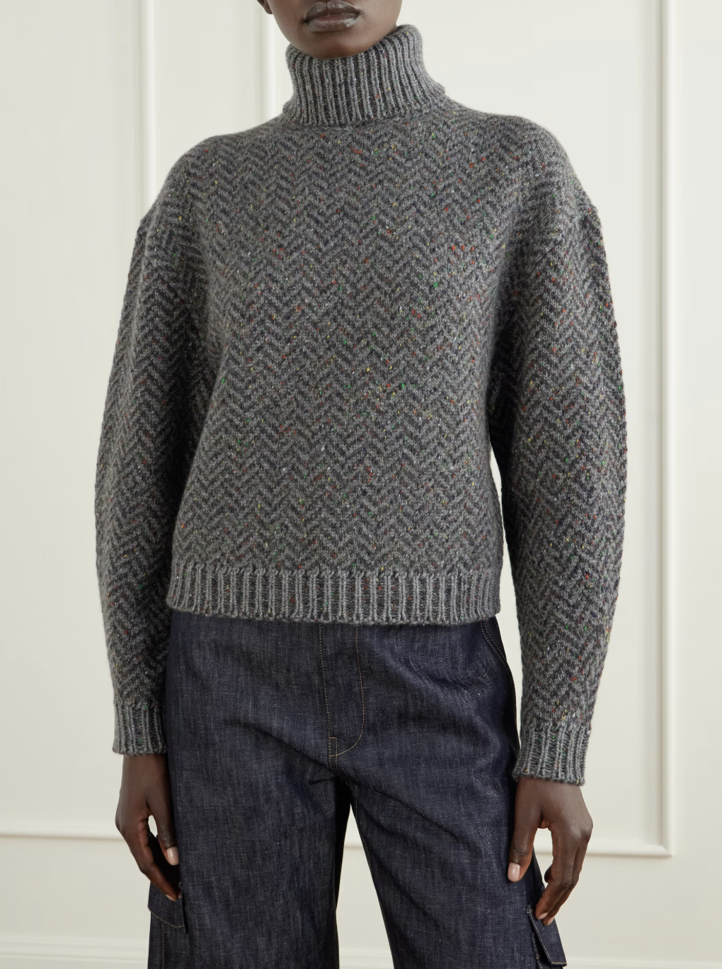 GABRIELA HEARST, Courtney Herringbone Cashmere Turtleneck Sweater