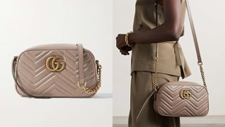composite of gucci GG Marmont Camera small quilted leather shoulder bag in rose
