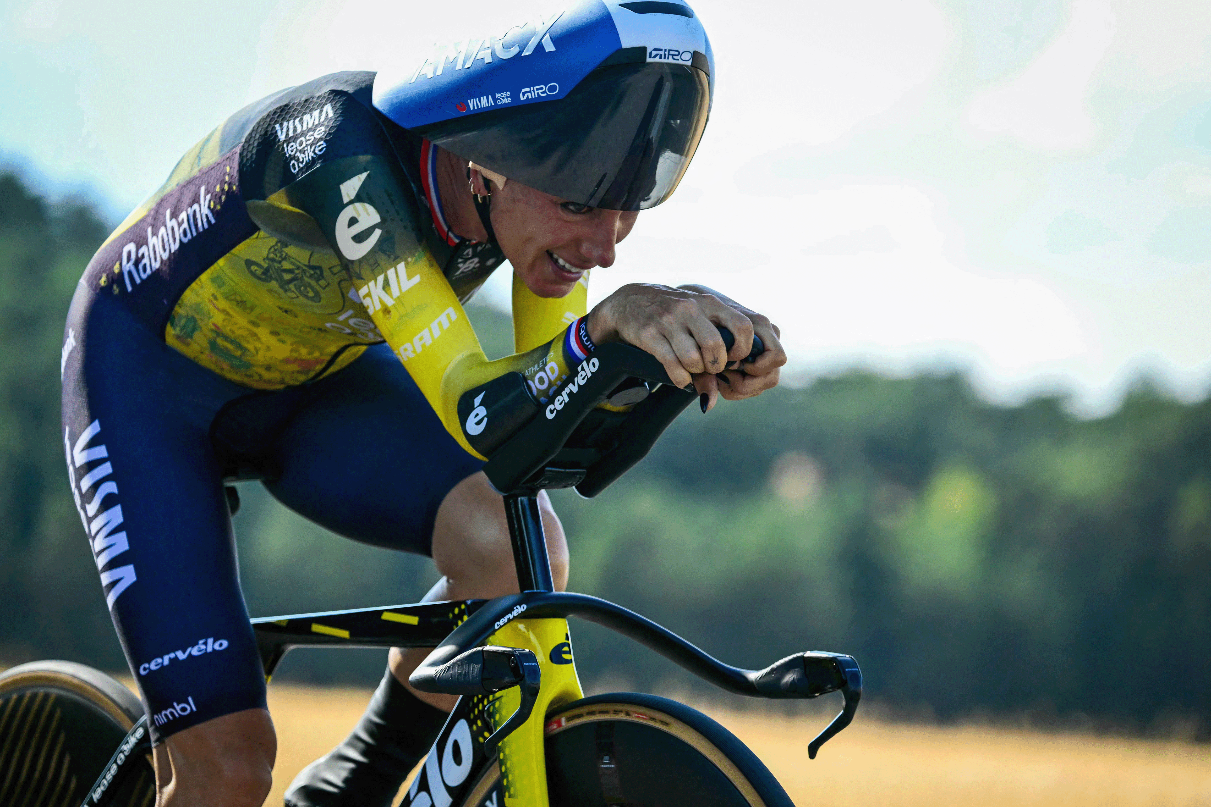 Defending champion Pauline Ferrand-Prevot during the individual time trial in the 2026 Tour de France Femmes