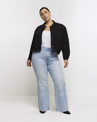 River Island,Kind Society, Plus Blue Mid Rise Straight Jeans