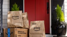 Amazon Prime deliveries on a doorstep