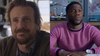 Pictures of Jason Segel and Kevin Hart side by side